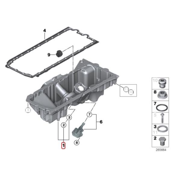 BMW F01 F07 F10 F11 F06 F12 F13 N52N N53 N55引擎油底殼11137556663-細節圖4
