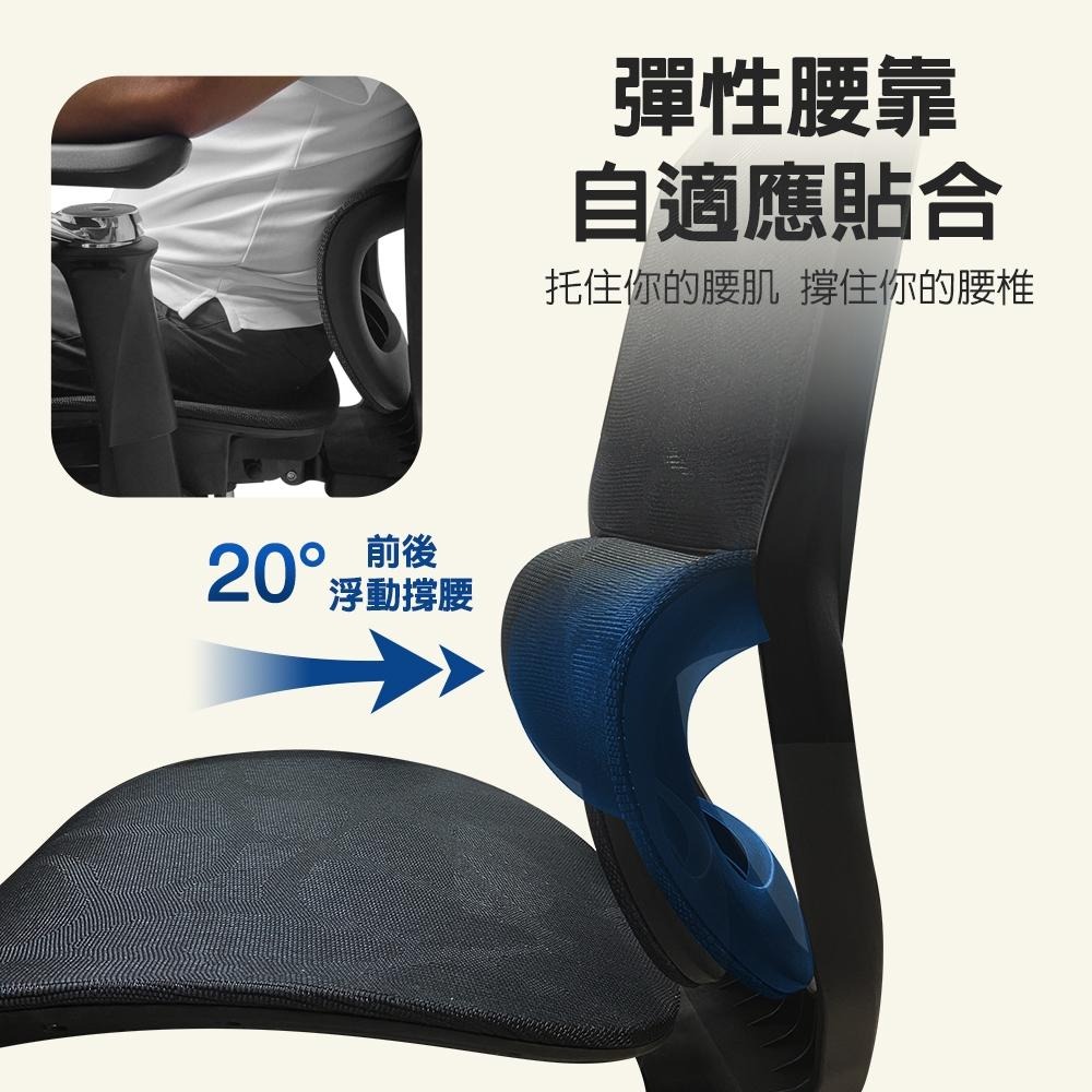 G+居家 人體工學8D萬向軟扶手大圓弧鋁合金電腦椅-黑色(2吋炫風水晶黑(有飾蓋)) 辦公椅/主管椅/書桌椅/網布椅-細節圖4