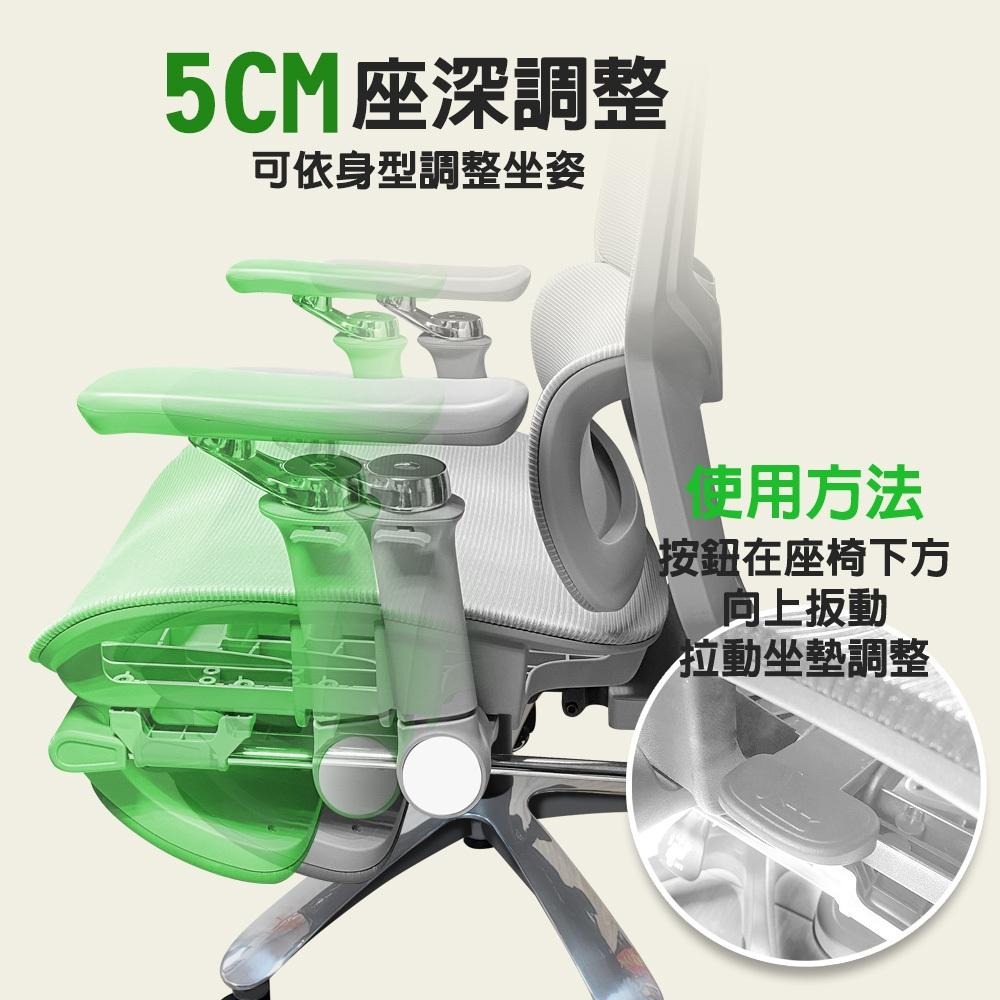 G+居家 人體工學8D萬向軟扶手大平腳架電腦椅-灰色(2吋炫風水晶黑(有飾蓋)) 辦公椅/書桌椅/網布椅/透氣椅-細節圖6