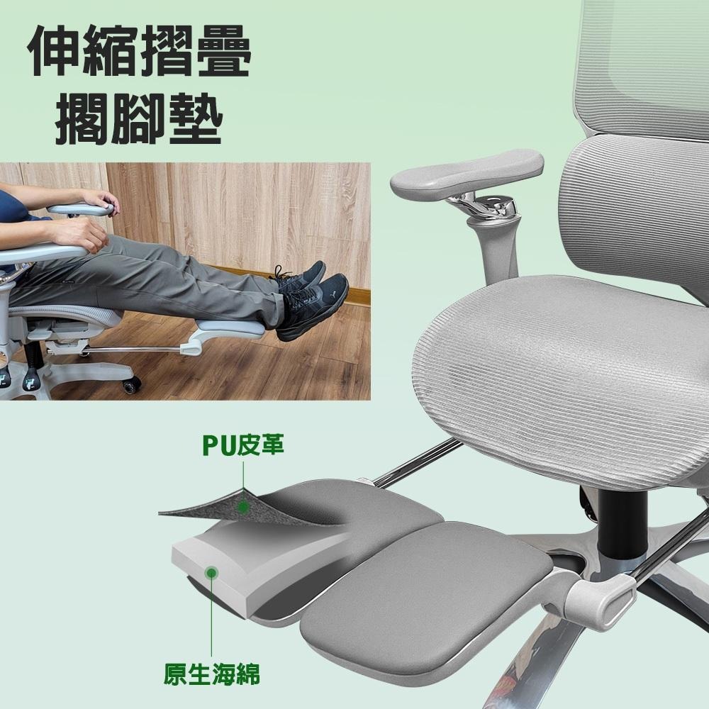 G+居家 人體工學8D萬向軟扶手大平腳架電腦椅-灰色(2吋炫風水晶黑(有飾蓋)) 辦公椅/書桌椅/網布椅/透氣椅-細節圖7