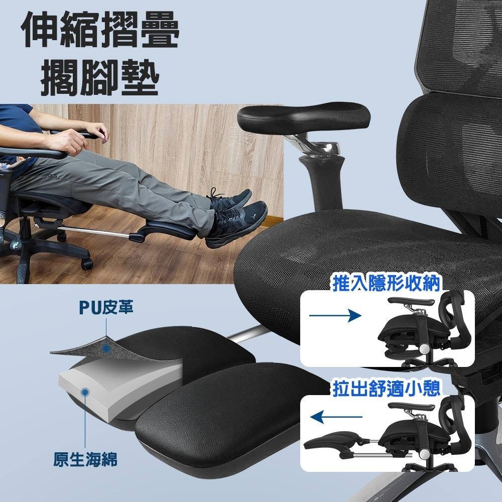 G+居家 人體工學8D萬向軟扶手大平鋁合金電腦椅-黑色(2吋炫風水晶黑(有飾蓋)) 辦公椅/主管椅/書桌椅/網布椅-細節圖7