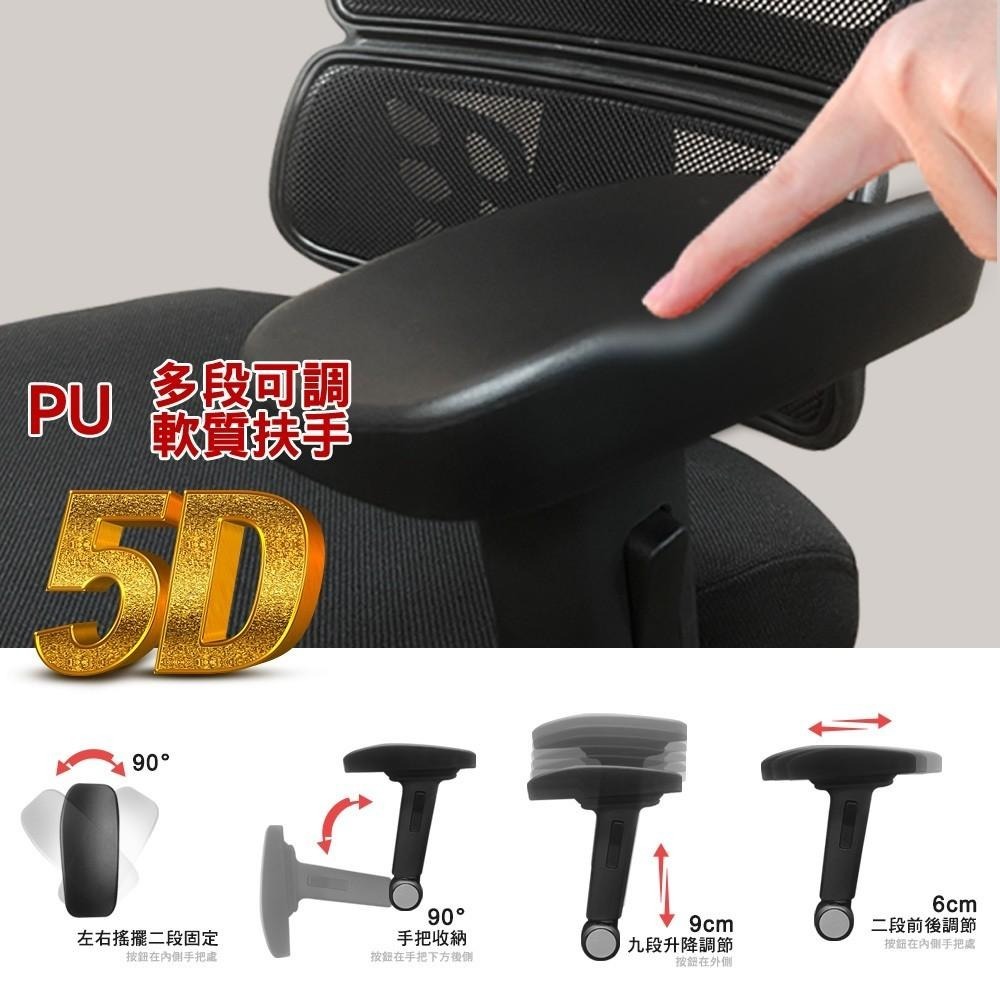 免組裝台灣製人體工學透氣椅5D軟扶手-獨立筒坐墊(電腦椅,電競椅,網布椅,網布坐墊,辦公椅,主管椅)-細節圖2