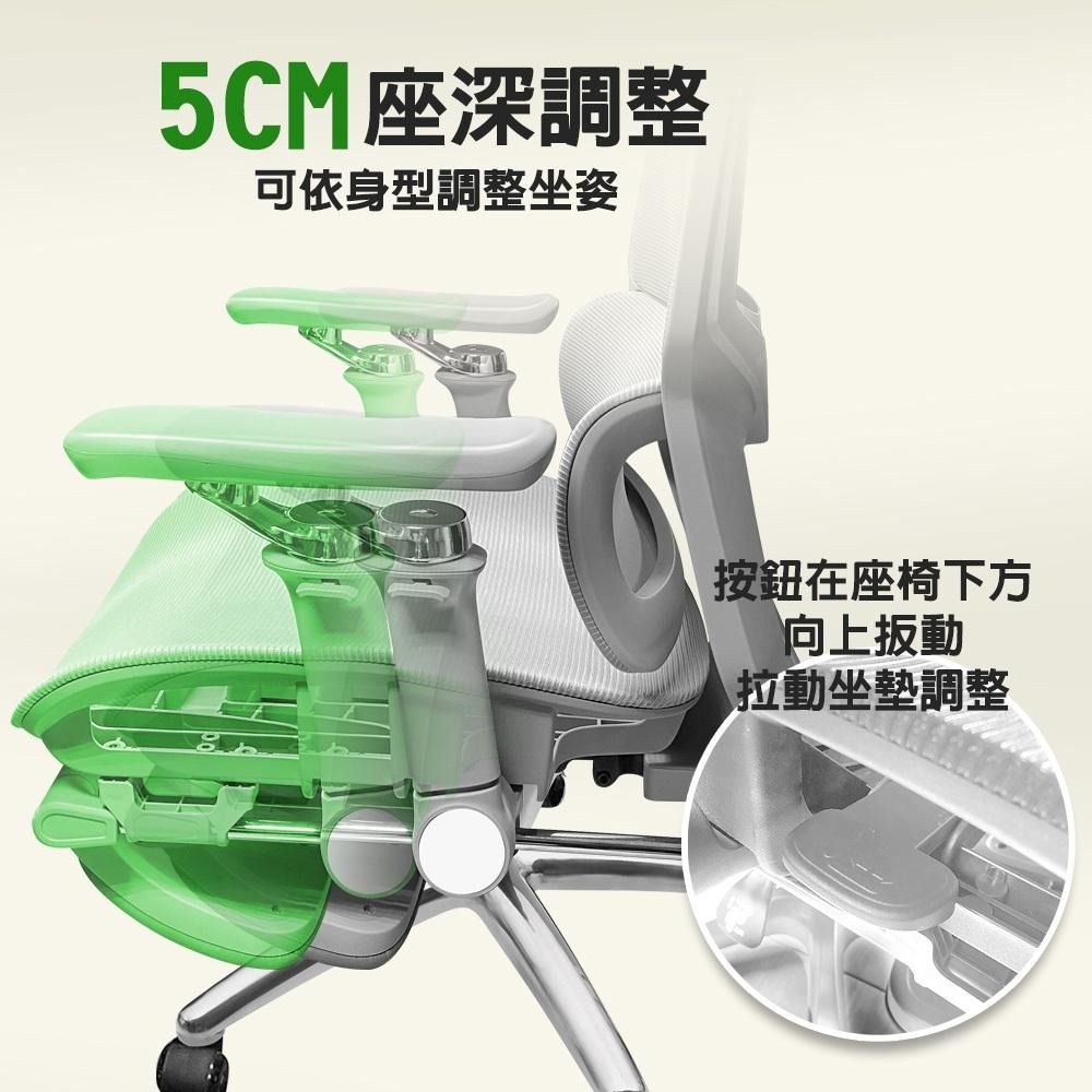 G+居家 人體工學8D萬向軟扶手大圓弧腳架電腦椅-灰色(2吋炫風水晶黑(有飾蓋)) 辦公椅/書桌椅/網布椅/透氣椅-細節圖6