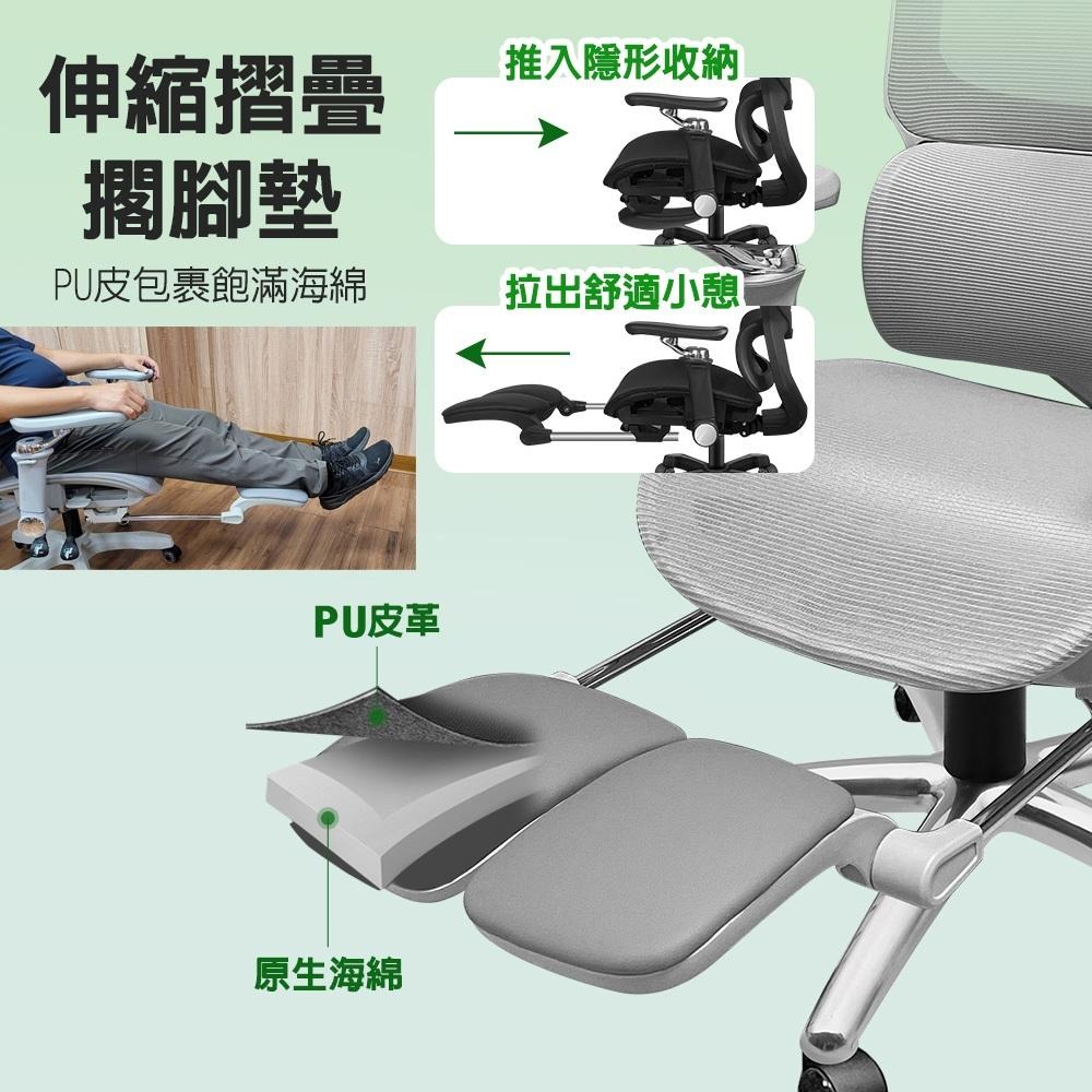 G+居家 人體工學8D萬向軟扶手大圓弧腳架電腦椅-灰色(2吋炫風水晶黑(有飾蓋)) 辦公椅/書桌椅/網布椅/透氣椅-細節圖7