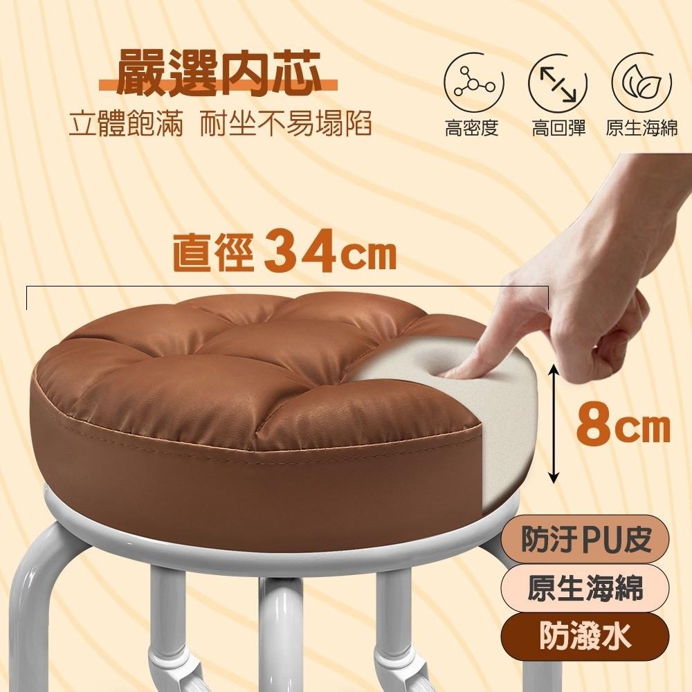 G+居家 動感滑輪萬用椅-白管(2.5吋透明白輪)(鋼製家事椅,厚坐墊舒適椅,舒適家事椅,美甲專用矮椅,多功能工作椅)-細節圖3