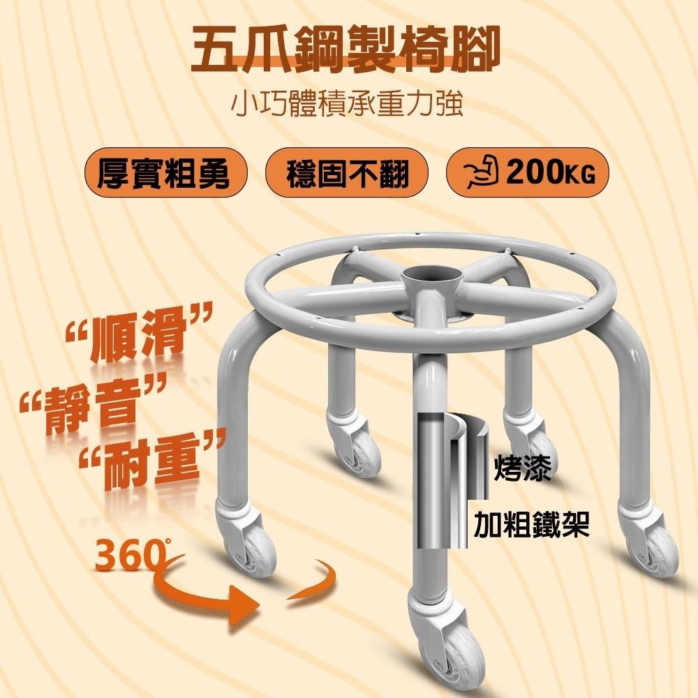 G+居家 動感滑輪萬用椅-白管(2.5吋透明白輪)(鋼製家事椅,厚坐墊舒適椅,舒適家事椅,美甲專用矮椅,多功能工作椅)-細節圖4