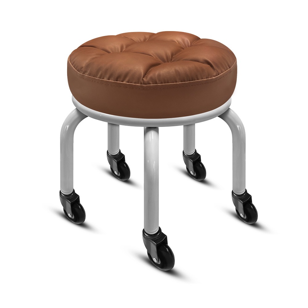 G+居家 動感滑輪萬用椅-白管(2.5吋透明白輪)(鋼製家事椅,厚坐墊舒適椅,舒適家事椅,美甲專用矮椅,多功能工作椅)-規格圖8