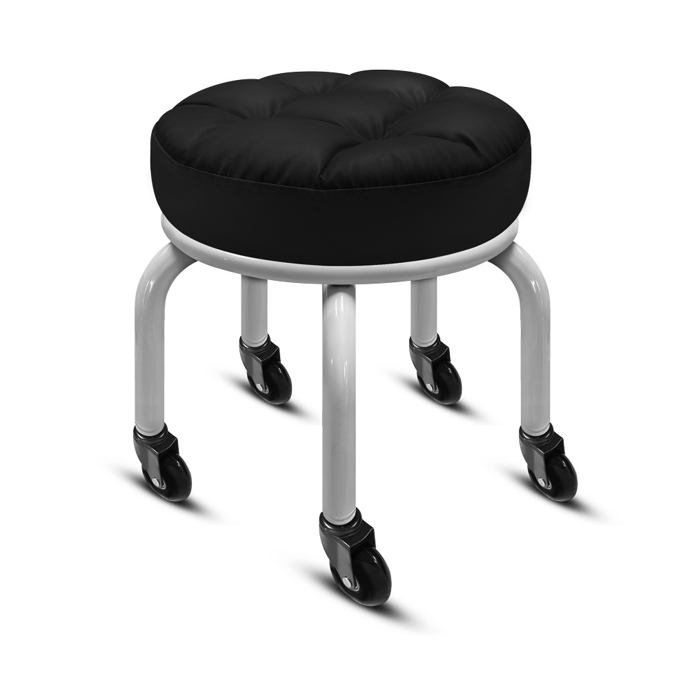 G+居家 動感滑輪萬用椅-白管(2.5吋透明白輪)(鋼製家事椅,厚坐墊舒適椅,舒適家事椅,美甲專用矮椅,多功能工作椅)-規格圖8