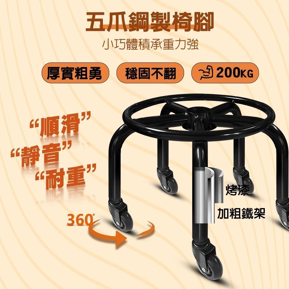 G+居家 動感滑輪萬用椅-黑管(2.5吋透明黑輪)(鋼製家事椅,厚坐墊舒適椅,舒適家事椅,美甲專用矮椅,多功能工作椅)-細節圖4