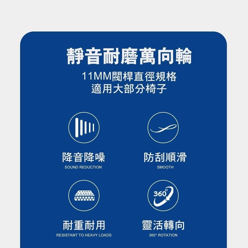 G+居家 辦公椅2吋萬向PU輪5入組 椅腳輪/萬向輪/免工具安裝 炫風水晶/晶透水晶/全黑帶亮圈/有飾蓋/無飾蓋-細節圖3