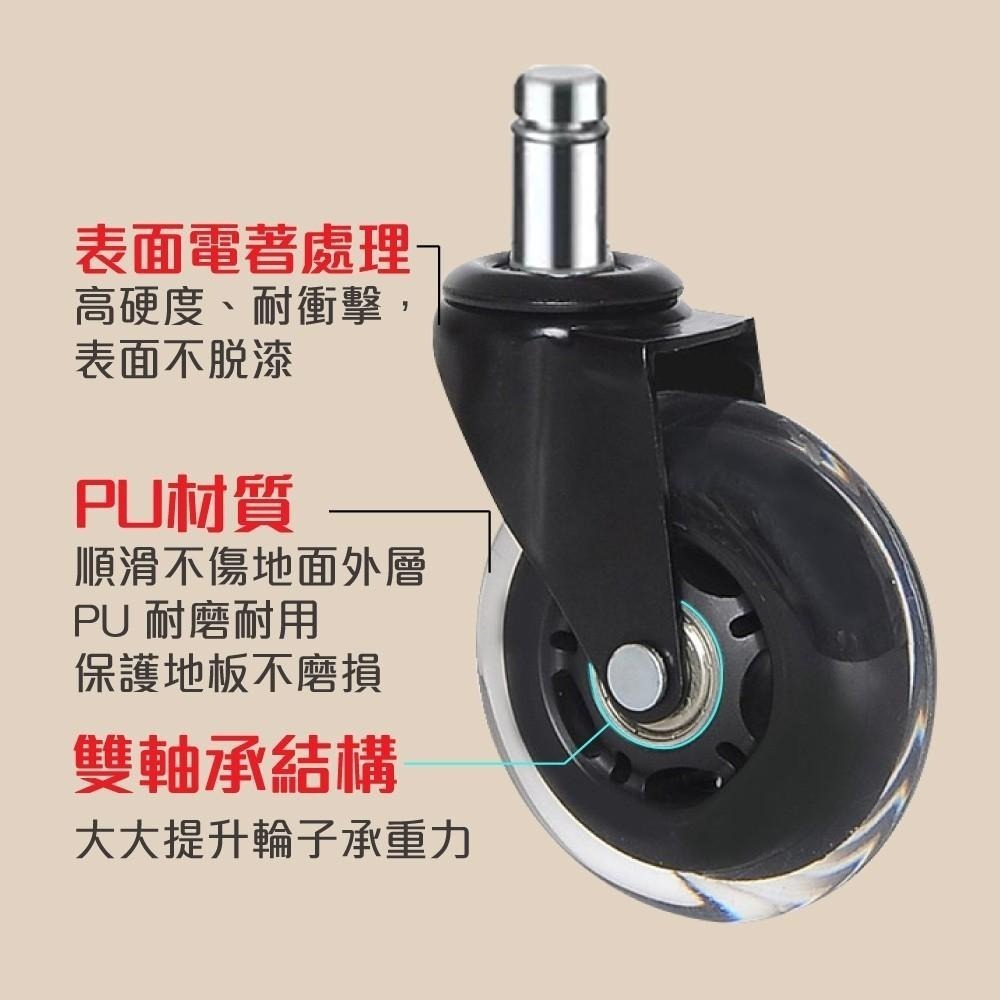 G+居家 辦公椅2.5吋萬向輪5入組 透明黑/透明白 靜音輪順滑 不卡輪 低噪音 通用輪 辦公椅輪-細節圖4