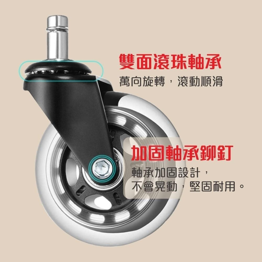 G+居家 辦公椅2.5吋萬向輪5入組 透明黑/透明白 靜音輪順滑 不卡輪 低噪音 通用輪 辦公椅輪-細節圖5