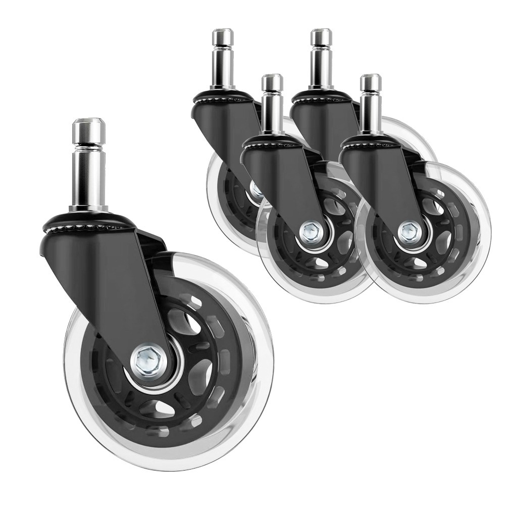 G+居家 辦公椅2.5吋萬向輪5入組 透明黑/透明白 靜音輪順滑 不卡輪 低噪音 通用輪 辦公椅輪-規格圖5