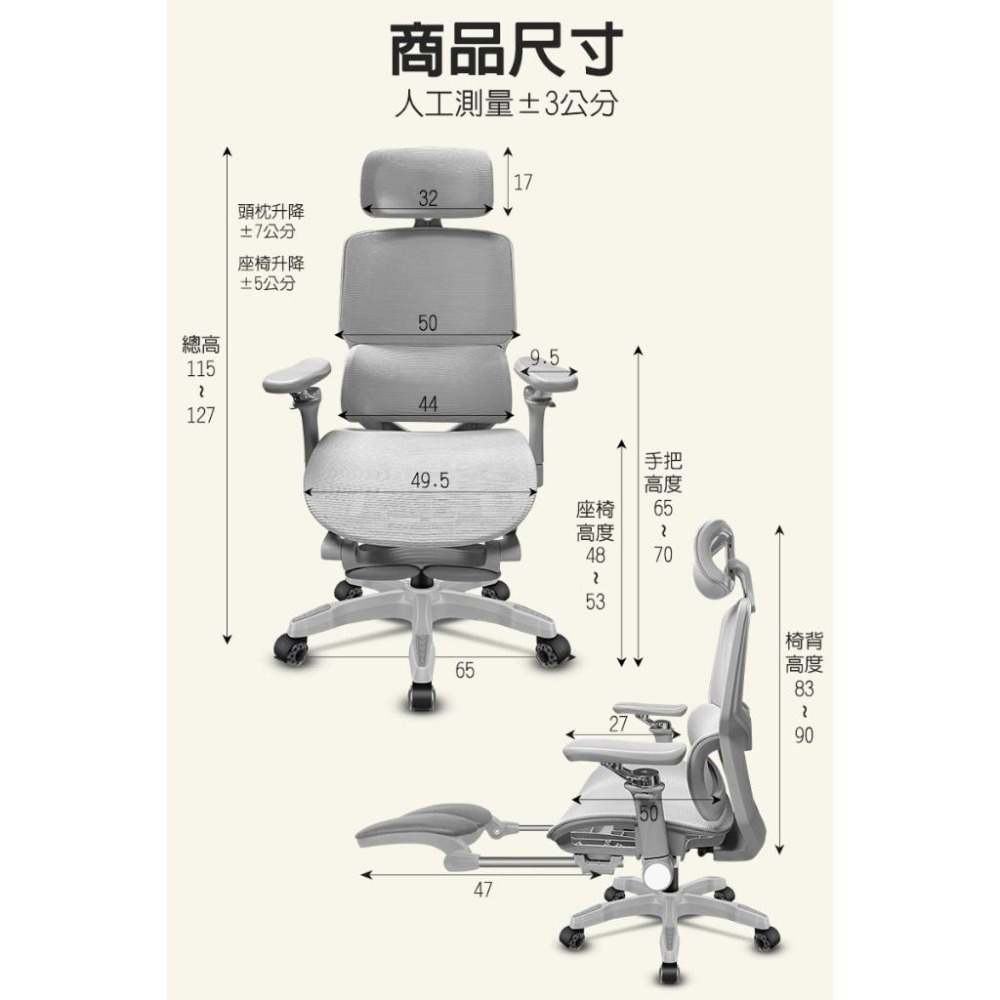 G+居家 人體工學8D萬向軟扶手電腦椅-灰色(2吋炫風水晶黑(有飾蓋)) 辦公椅/主管椅/書桌椅/網布椅/透氣椅-細節圖9