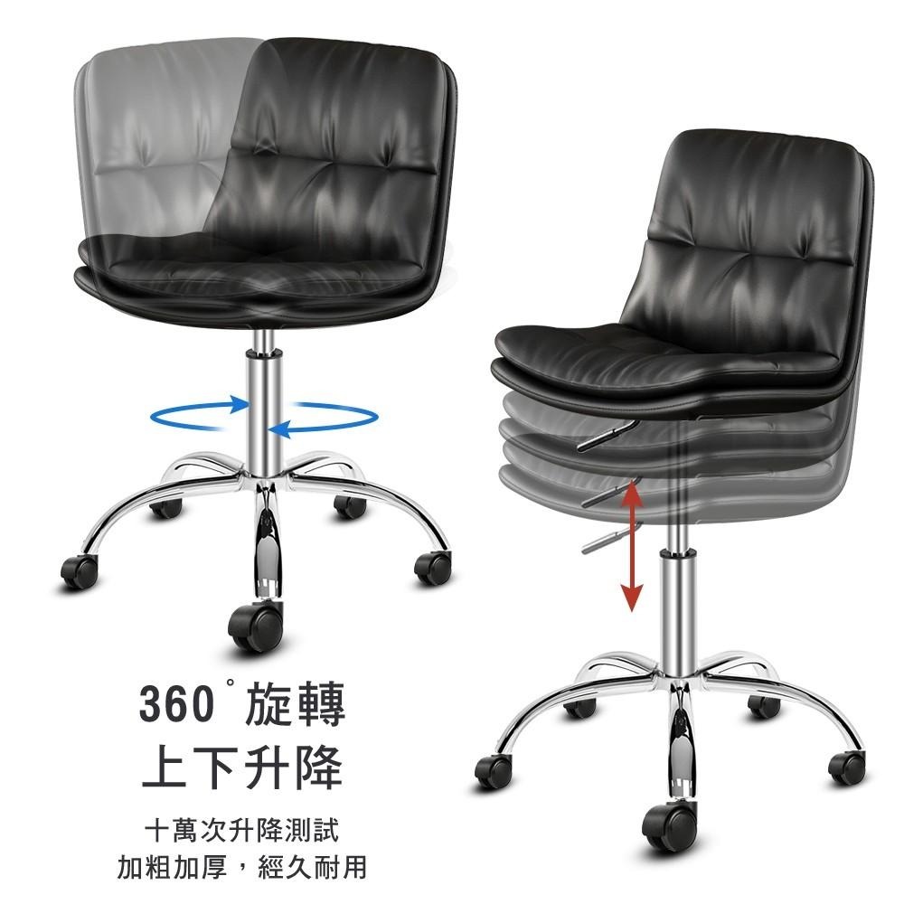 G+居家 免組裝人體工學雙層加厚柔軟坐墊電腦椅-全黑帶亮圈PU輪(氣壓升降椅/收銀椅/吧檯椅/高腳椅/工作椅/美容椅-細節圖5