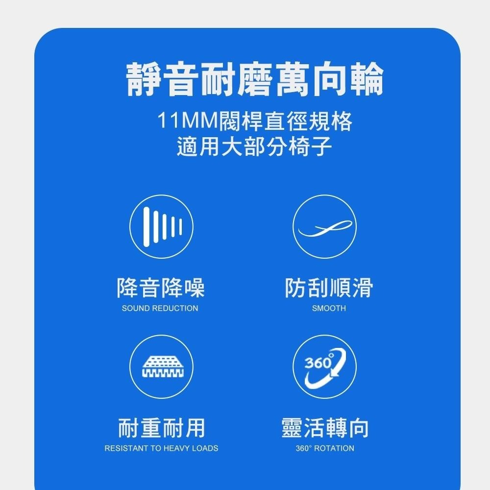 G+居家 辦公椅萬向PU輪-全黑帶亮圈5入組 椅腳輪/萬向輪/免工具安裝-細節圖3