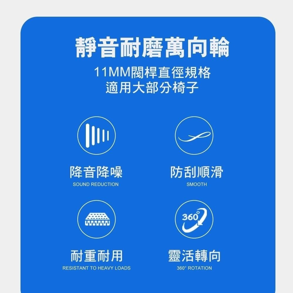G+居家 辦公椅萬向PU輪-全黑帶亮圈5入組 椅腳輪/萬向輪/免工具安裝-細節圖3