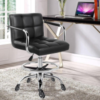 G+居家 設計師方格皮椅 靜音輪升級款(扶手款 2.5吋輪)