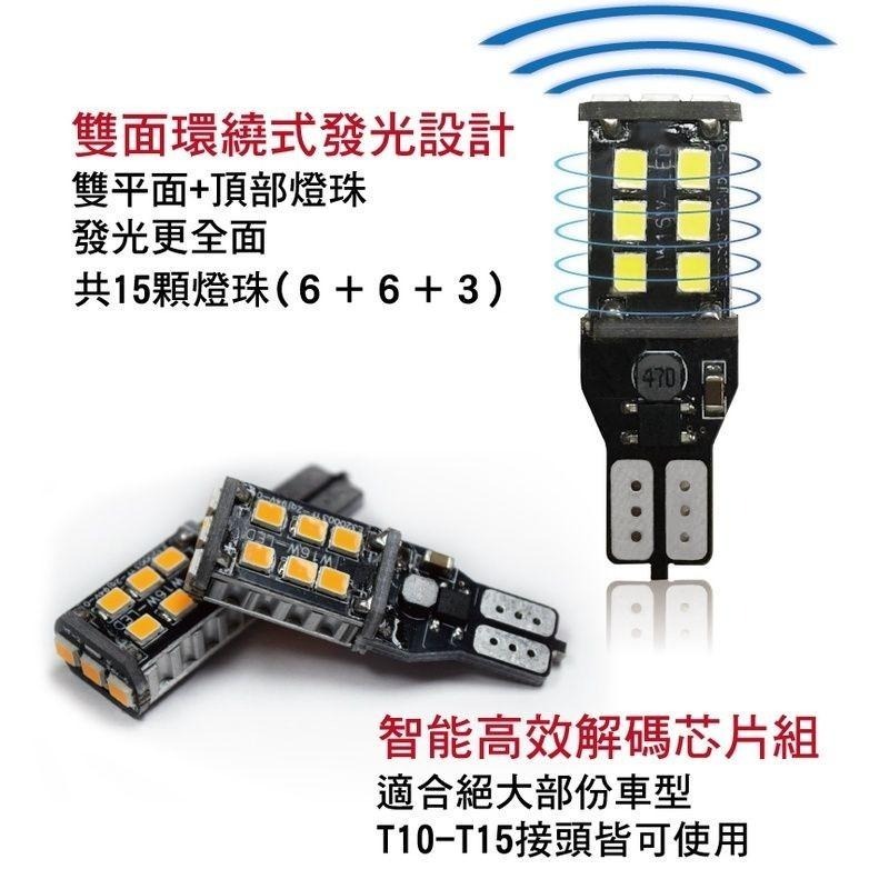 超亮解碼W16W-15燈LED 白光/冰藍光/紅光/黃光T10款(兩入組)-細節圖3