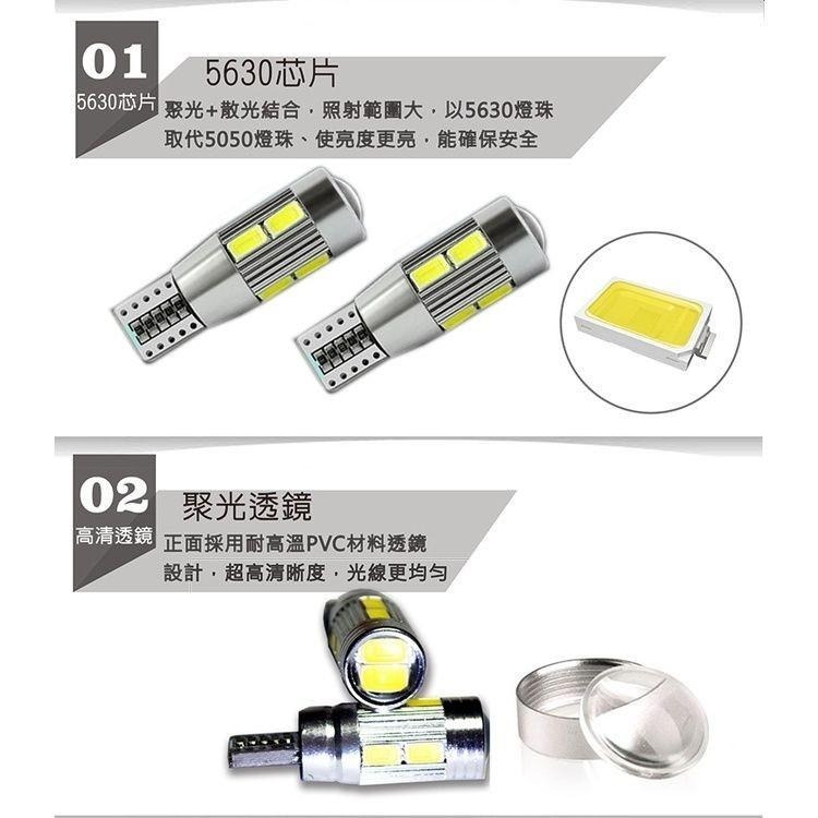 5630魚眼 10SMD T10 款 (兩入組) 白光/黃光/藍光任選-細節圖3
