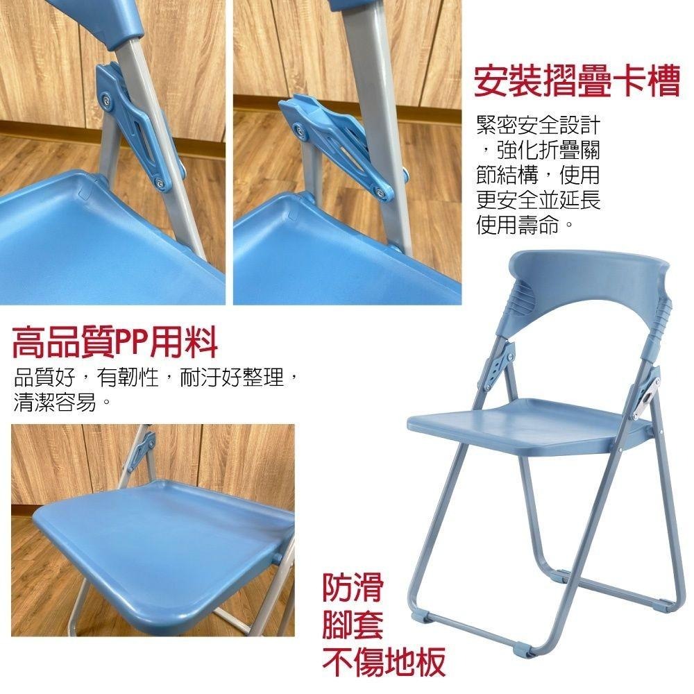 台灣製 舒適合椅-淡藍色 4入組(摺疊椅/折合椅/會議椅/洽談椅/會客椅)-細節圖2