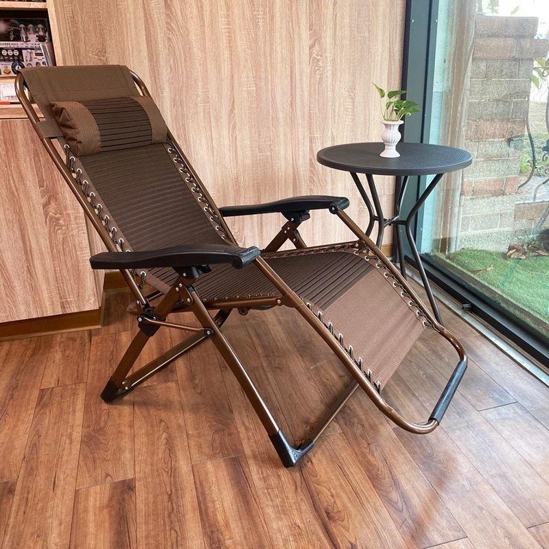 G+居家 無段式3D紓壓布休閒躺椅-金咖啡色-方管加強版 贈杯架-細節圖9