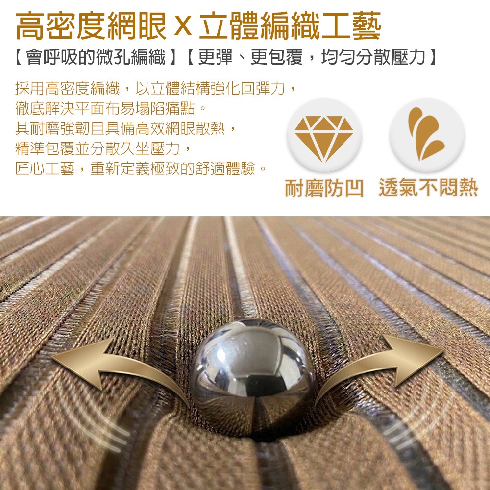 G+居家 無段式3D紓壓布休閒躺椅-金咖啡色-方管加強版 贈杯架-細節圖4