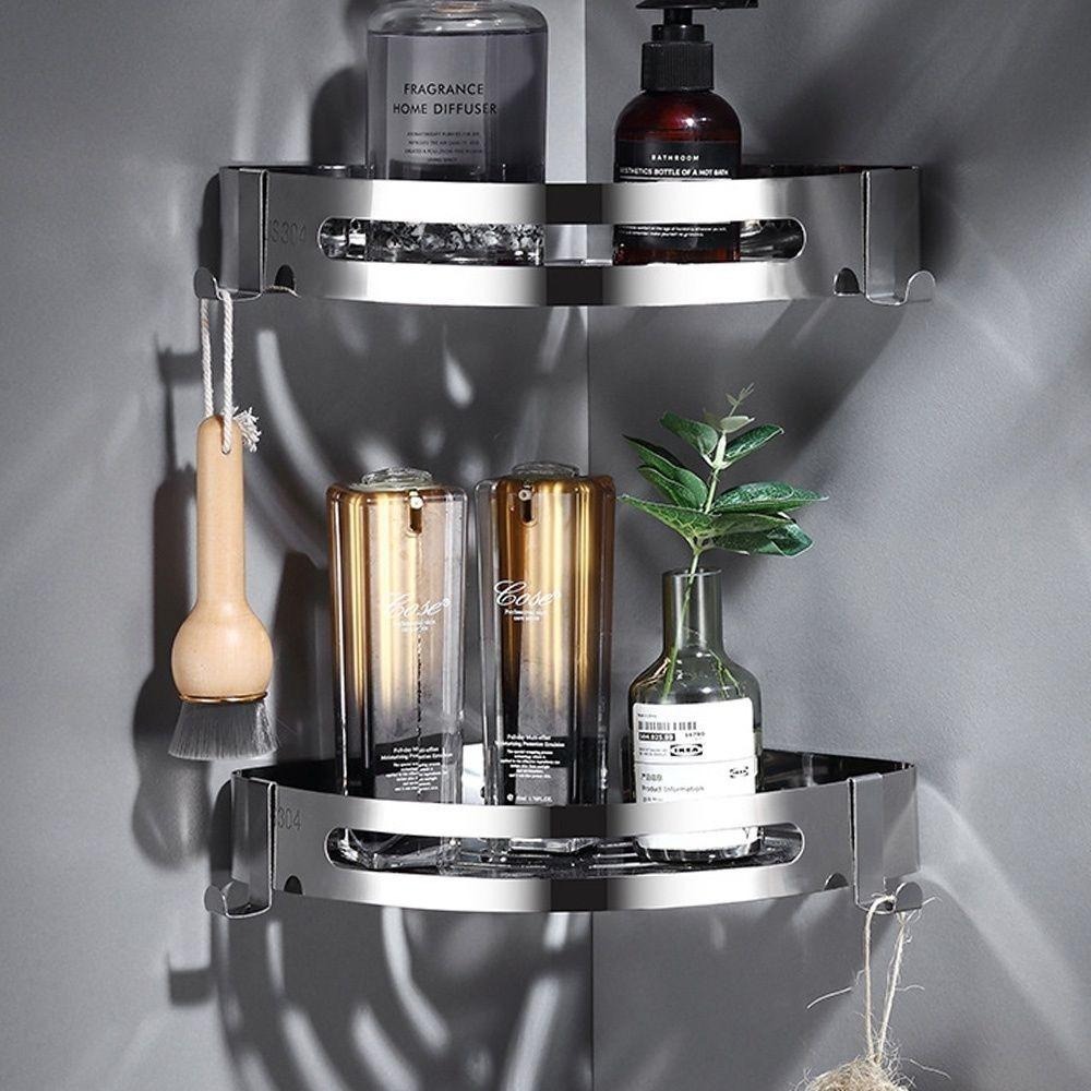 304不銹鋼髮絲銀無痕貼三角型層架-細節圖2