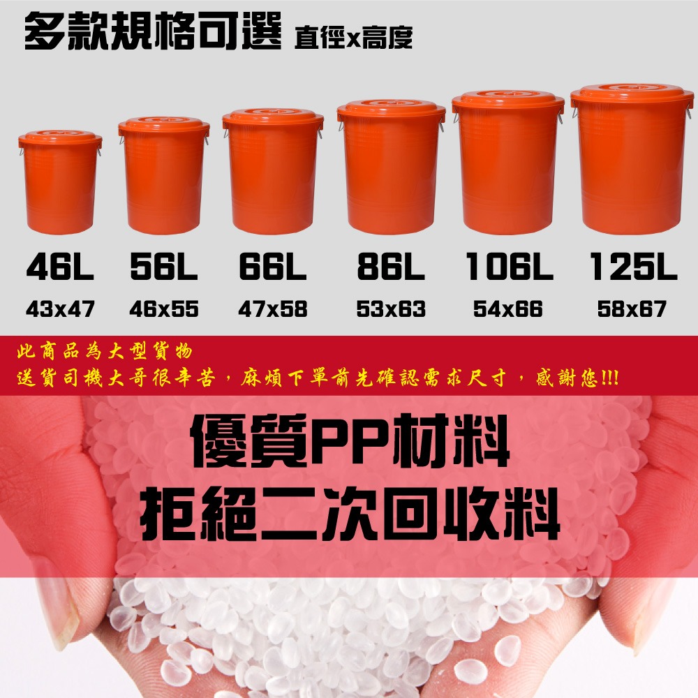 G+居家 不提供超取免運費 台灣製萬用桶儲水桶垃圾桶冰桶(附蓋附提把 隨機色出貨)多尺寸任選-細節圖2