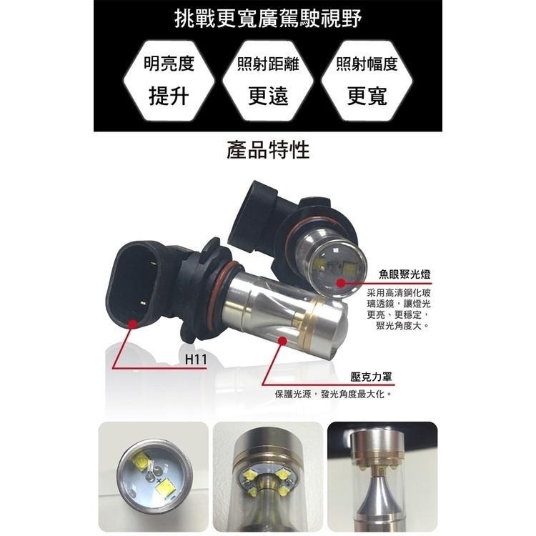 車的LED 勁亮H8/H11/9005/9006 6LED魚眼燈30w白光(2入組)-細節圖3