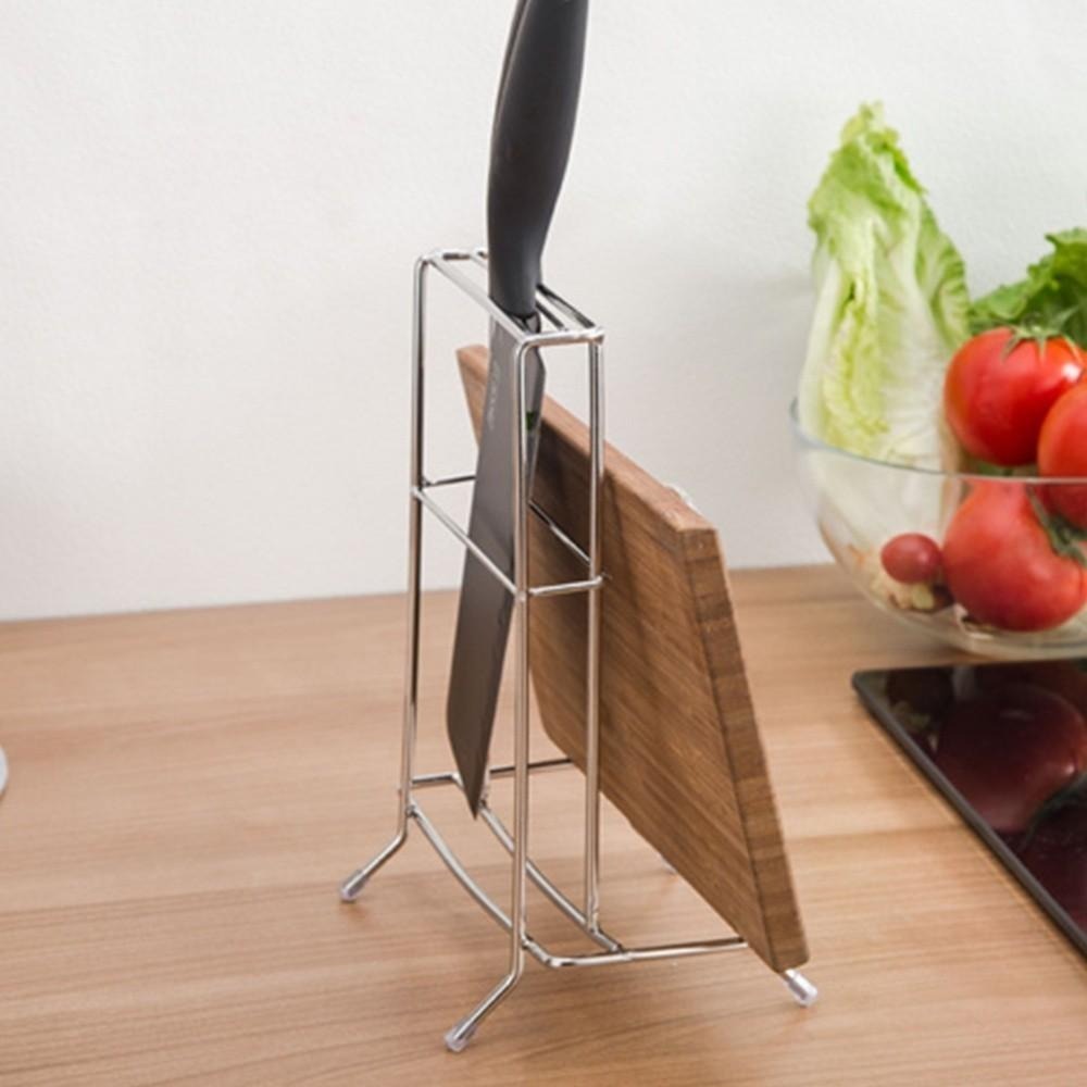 G+居家 2入組 304不鏽鋼桌上型菜刀砧板收納架(二格小款)-細節圖2