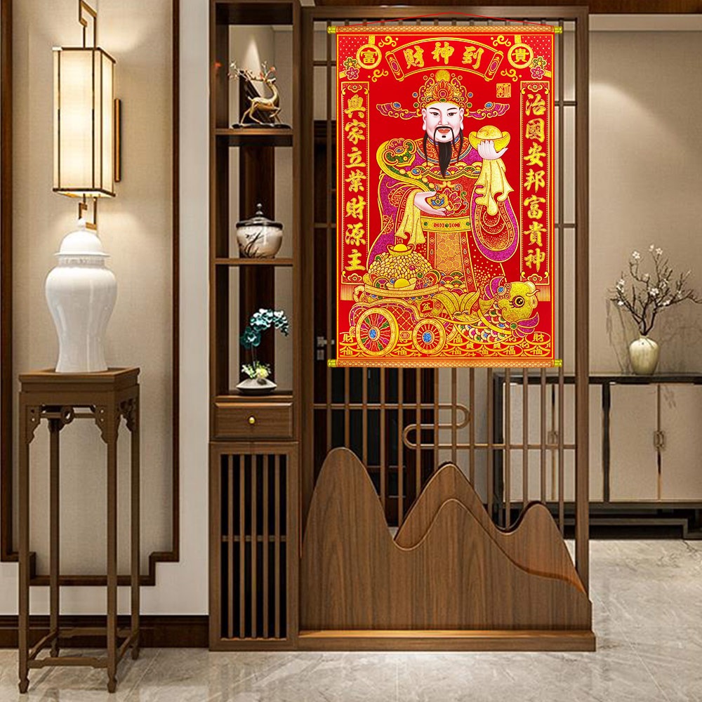 寶堂居  迎財神掛軸(興家立業60x90cm) #703-細節圖3