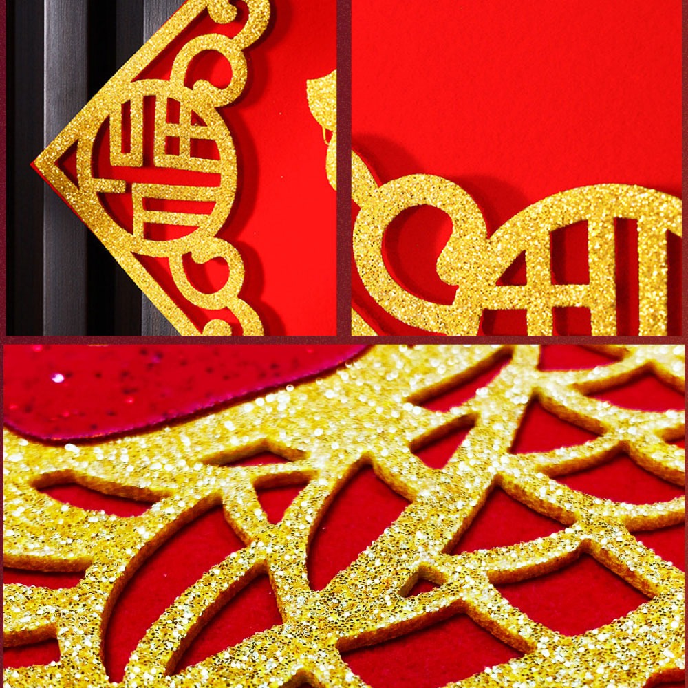 寶堂居  2入新年門貼- 福字(雙魚躍福 50 cm)#614-細節圖4