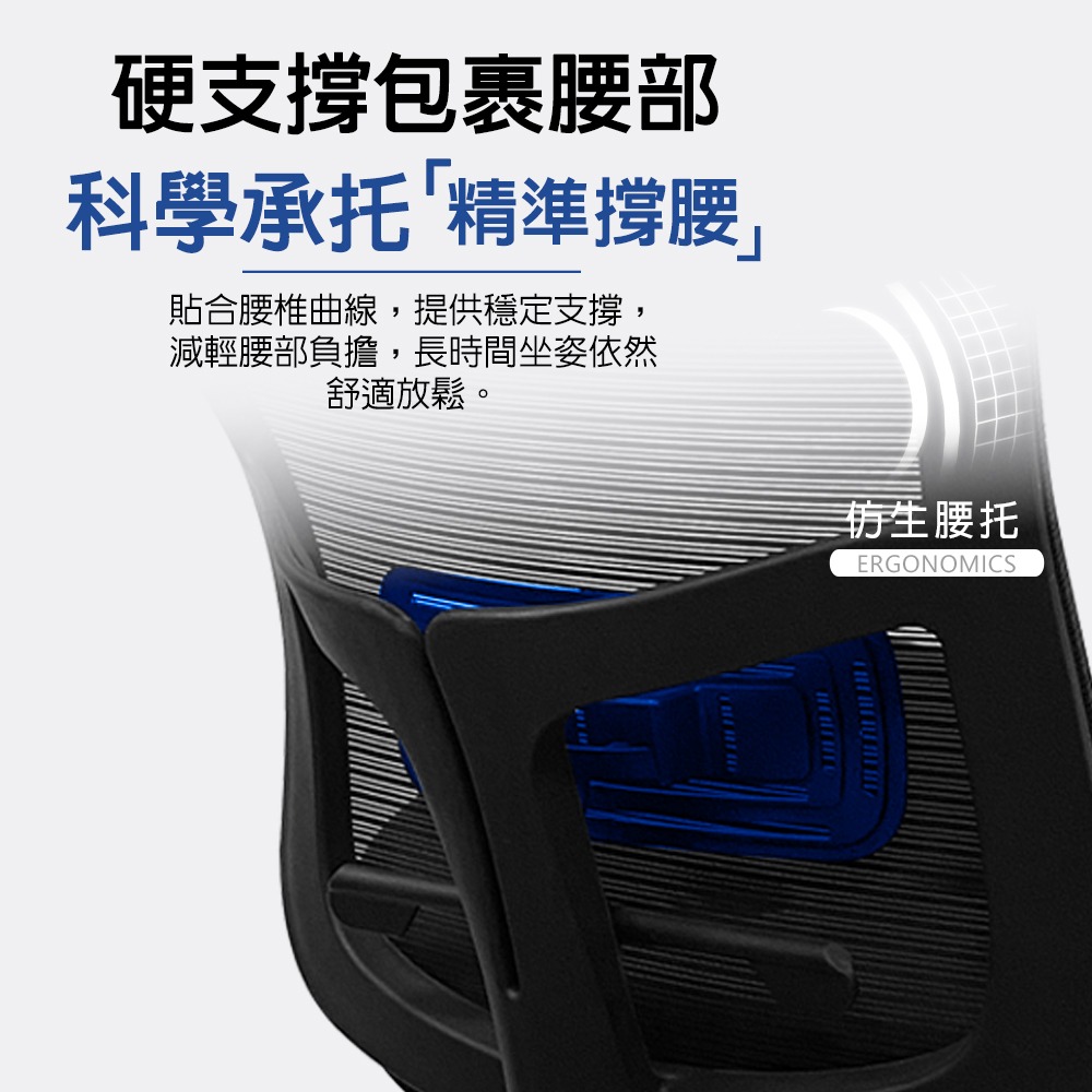 G+居家 台灣製人體工學三眼6D透氣椅C6829 免組裝-細節圖3