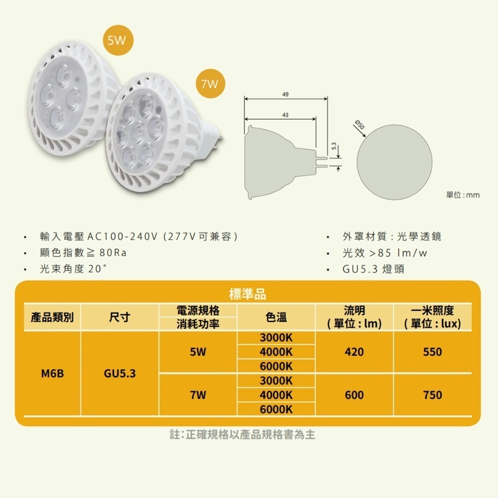 台灣品牌 LED MR16 杯燈 免安定器 5W 7W  免安杯燈 全電壓 崁燈燈杯-細節圖5