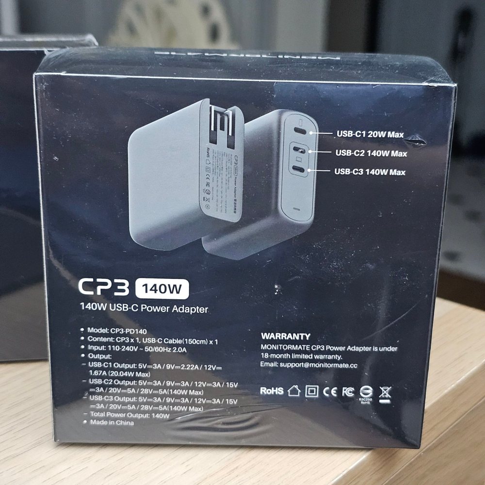 MONITORMATE CP3 氮化鎵 140W PD3.1 快充頭 充電器 三孔type-c-細節圖2