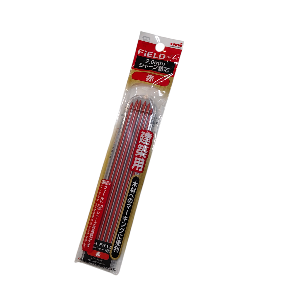三菱 建築 工程 Uni Field 2.0 mm 紅色 赤 筆芯 一盒6支入-規格圖1