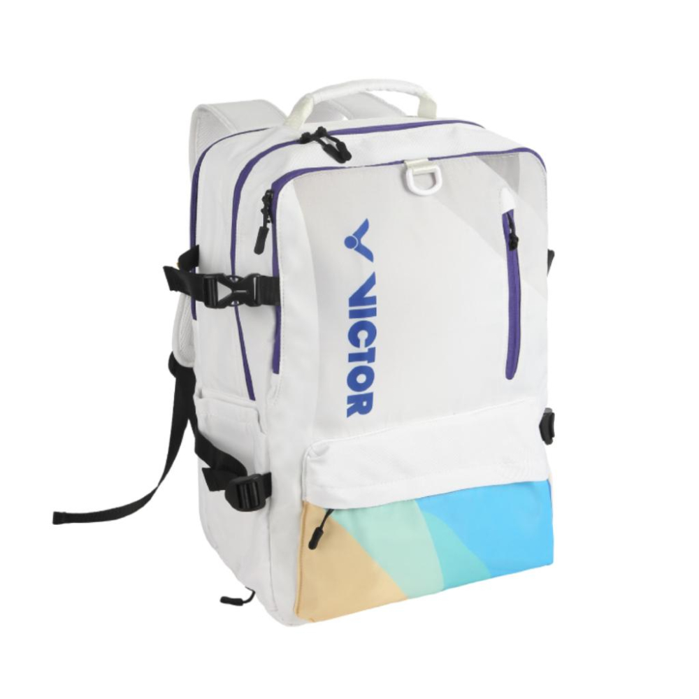 【凱將體育羽球店】VICTOR BR2005 後背包 羽球背包 球袋 多夾層 背包 羽球 水藍 白 勝利-細節圖3