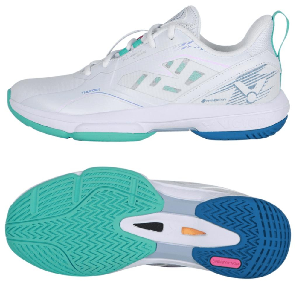 【凱將體育羽球店】VICTOR THUNDER+  羽球鞋 珠光白/灰綠松石 珠光白綠 鴛鴦配色-細節圖3