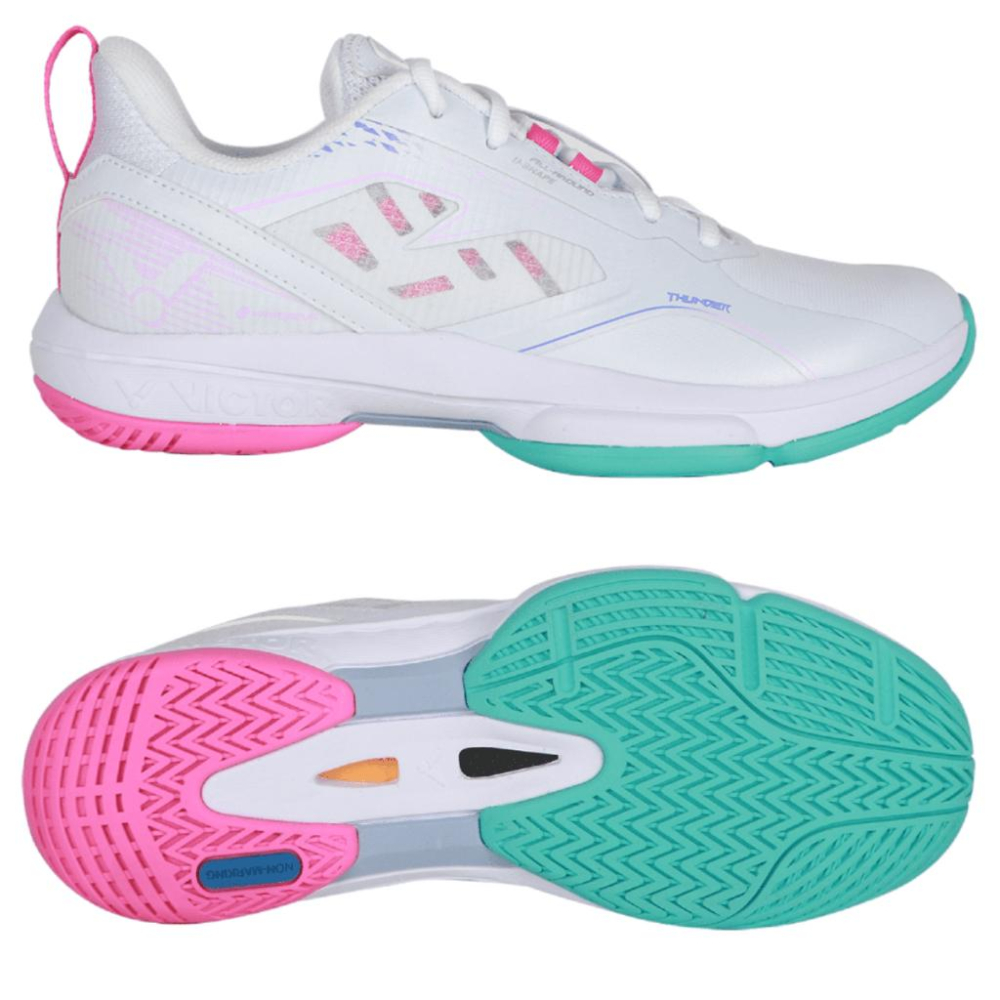 【凱將體育羽球店】VICTOR THUNDER+  羽球鞋 珠光白/灰綠松石 珠光白綠 鴛鴦配色-細節圖4