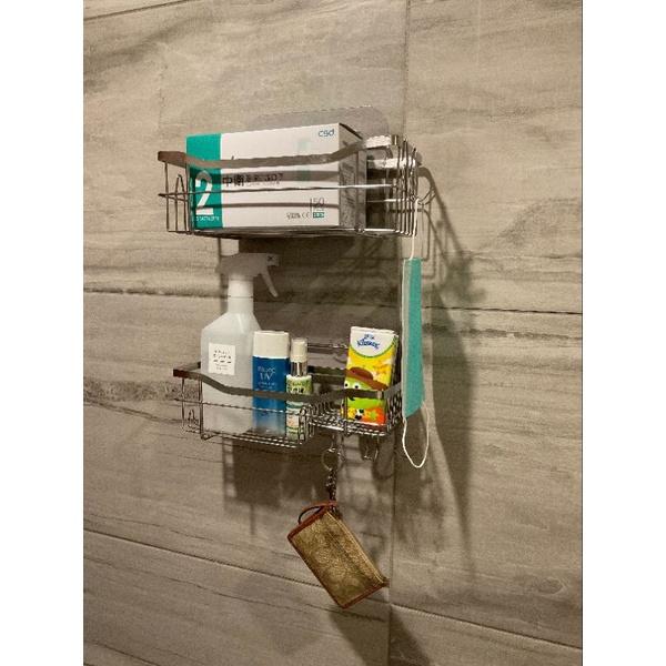 兩件組 不銹鋼 浴室廚房置物架 收納架 白鐵 不鏽鋼 【臺灣現貨一組兩件】 衛浴 租屋 免釘-細節圖8
