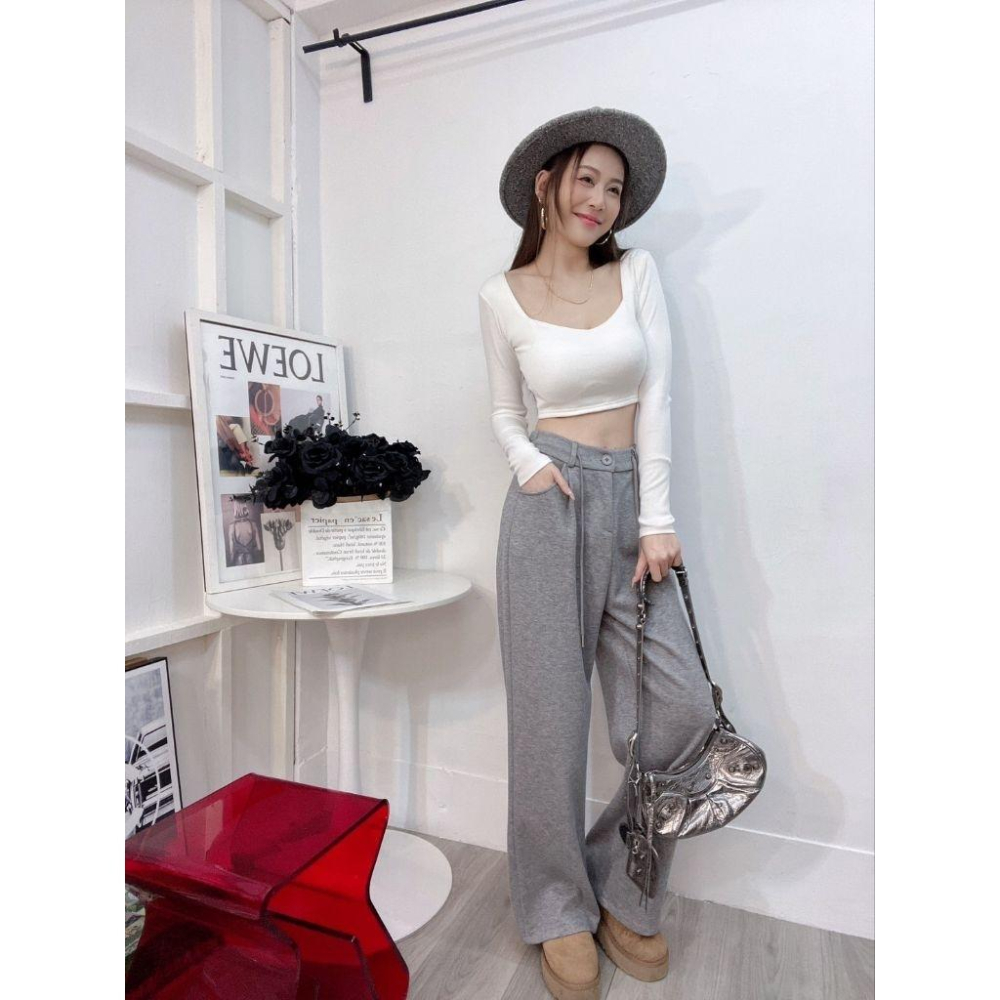 💜現貨黑/白/奶/米灰💜5855獨家五角美胸發熱衣有機棉發熱衣短版上衣-細節圖4