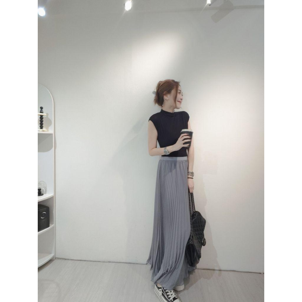 ❤️現貨黑/紅/灰❤️9803輕飄飄落地百摺裙百摺長裙法式長裙氣質長裙-細節圖2