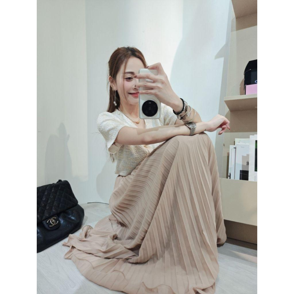 ❤️現貨黑/紅/灰❤️9803輕飄飄落地百摺裙百摺長裙法式長裙氣質長裙-細節圖5