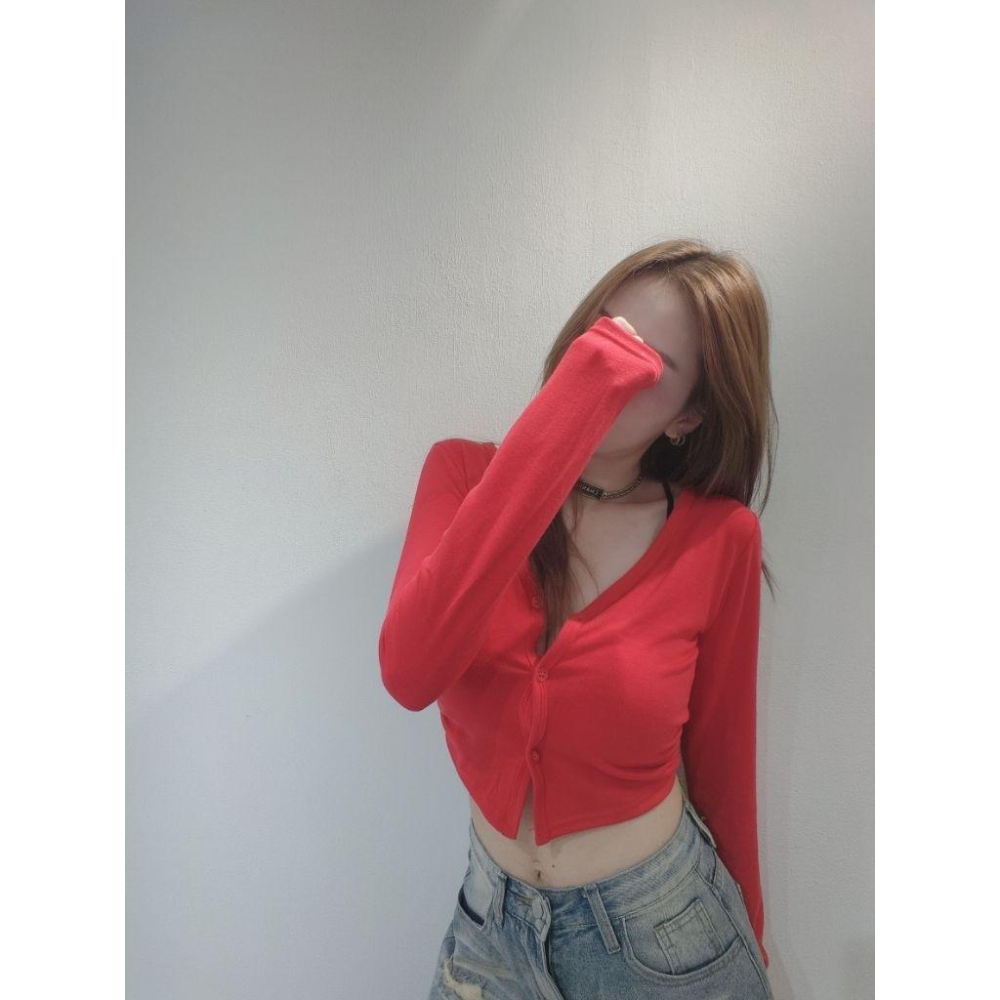 ❤️紅/綠/藍/黃❤️5952百搭棉質防曬外套上衣外套兩穿短版外套短版罩衫-細節圖2