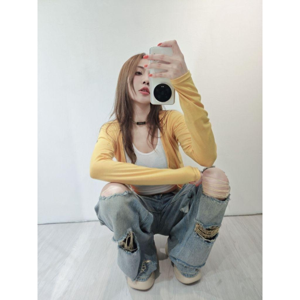 ❤️紅/綠/藍/黃❤️5952百搭棉質防曬外套上衣外套兩穿短版外套短版罩衫-細節圖7