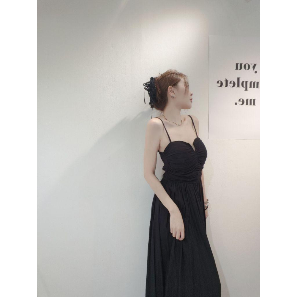 ❤️現貨綠❤️8877細肩帶美胸長洋裝綁帶長洋美背長洋裝傘擺長洋渡假長洋裝-細節圖6