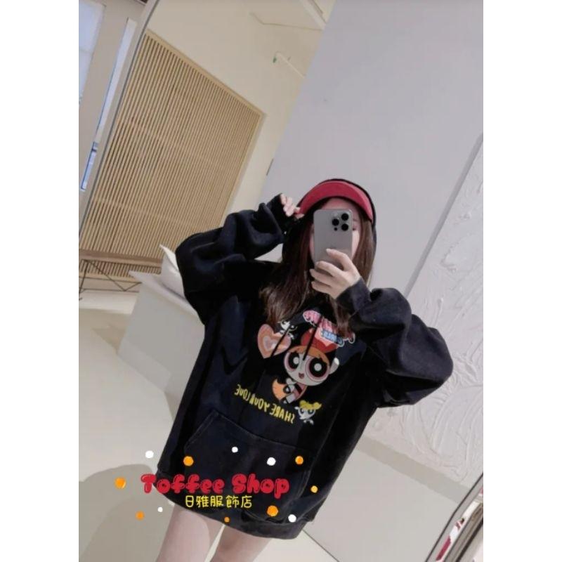 ❤️現貨❤️6950厚磅水洗T恤連帽大T小女警帽T卡通T恤-細節圖2