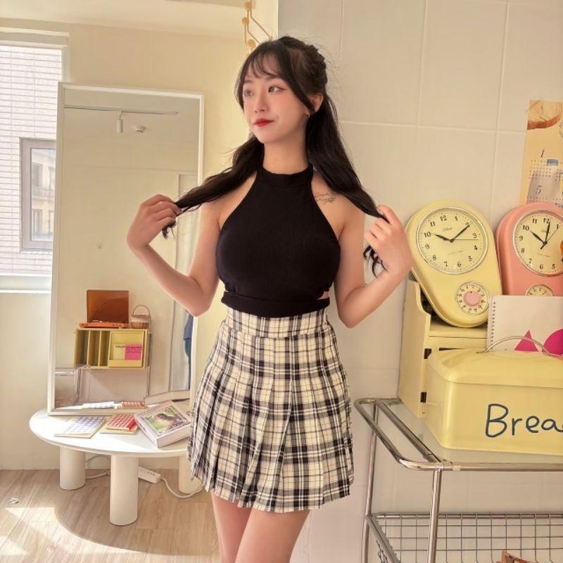 💗現貨💗508學院風百摺格紋裙短裙褲裙百摺褲裙-細節圖4