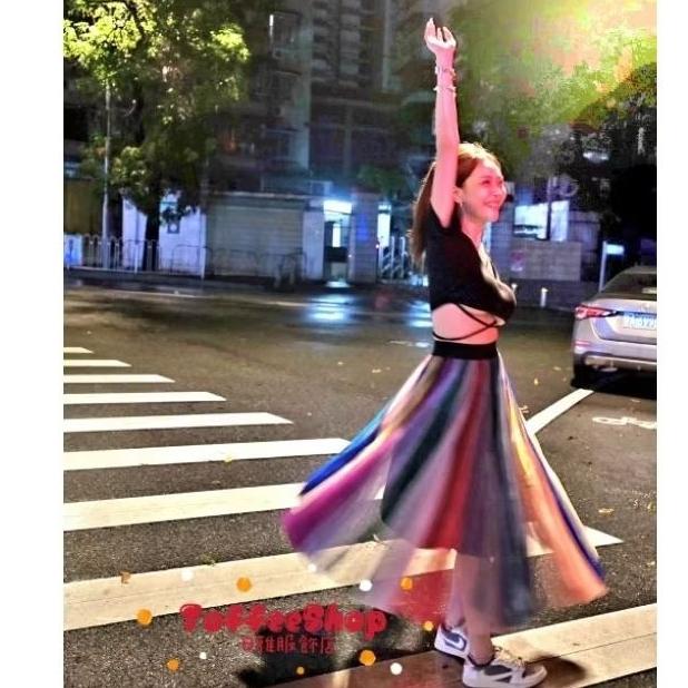 💗現貨💗8823多彩繽紛紗裙配色紗裙仙女裙半身裙約會穿搭-細節圖2